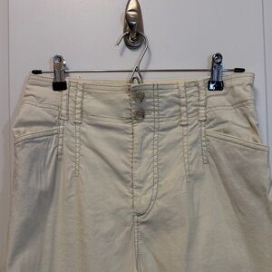 Anthropologie Cream High-Waisted Pants contrast stitching 29/8